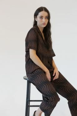 Thrills Co. Tops & Tees Paradise On Repeat Bowling Shirt - Washed Cocoa