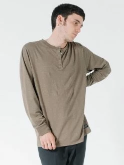 Thrills Co. Liste Long Sleeve Henley - Desert Tees & Tank Tops