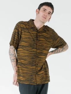 Thrills Co. Disrupted Paradise Bowling Shirt - Palm Bronze