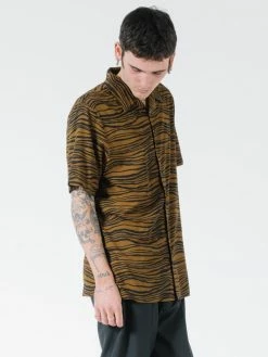 Thrills Co. Disrupted Paradise Bowling Shirt - Palm Bronze