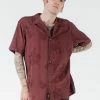 Thrills Co. Hidden Paradise Bowling Shirt - Blood Red