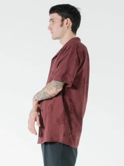 Thrills Co. Hidden Paradise Bowling Shirt - Blood Red