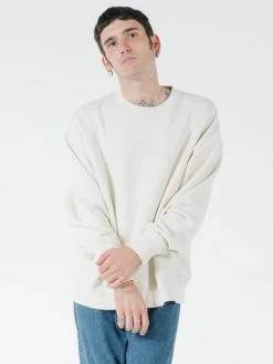Thrills Co. Tonal Stacked Thrills Company Slouch Fit Crew - Unbleached