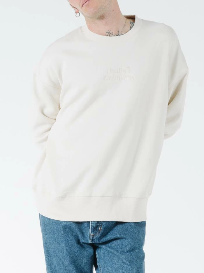 Thrills Co. Tonal Stacked Thrills Company Slouch Fit Crew - Unbleached 6 Thrills Co. Tonal Stacked Thrills Company Slouch Fit Crew - Unbleached