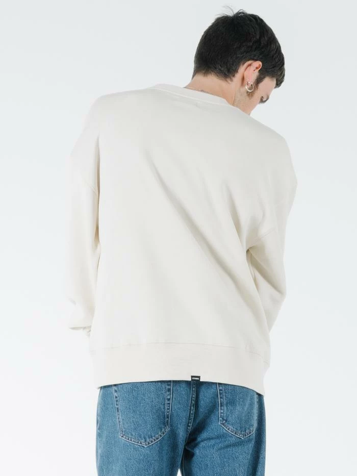 Thrills Co. Tonal Stacked Thrills Company Slouch Fit Crew - Unbleached 4 Thrills Co. Tonal Stacked Thrills Company Slouch Fit Crew - Unbleached