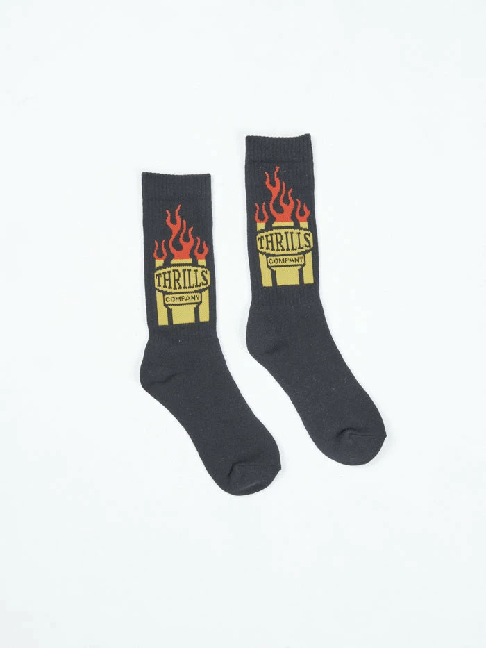 Thrills Co. Flaming Dart Premium Long Sock - Black Accessories 3 Thrills Co. Flaming Dart Premium Long Sock - Black Accessories