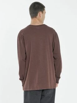 Thrills Co. Hemp Liste Long Sleeve Henley - Washed Cocoa