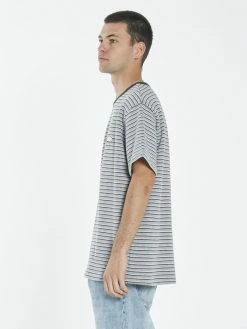 Thrills Co. Tees & Tank Tops Warp Zone Stripe Merch Fit Tee - Grey Marle