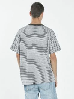 Thrills Co. Tees & Tank Tops Warp Zone Stripe Merch Fit Tee - Grey Marle