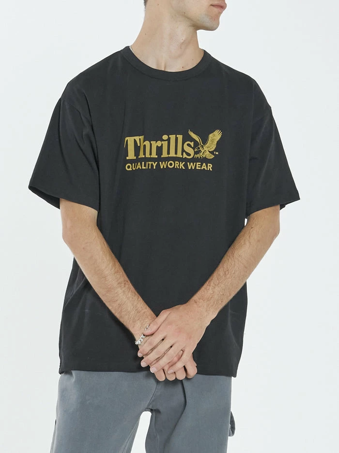 Thrills Co. Thrills Workwear Box Fit Tee - Black 3 Thrills Co. Thrills Workwear Box Fit Tee - Black
