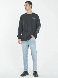 Thrills Co. Forget Me Not Merch Fit Long Sleeve Tee - Washed Black Tees & Tank Tops