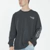 Thrills Co. Forget Me Not Merch Fit Long Sleeve Tee - Washed Black Tees & Tank Tops