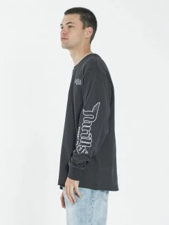 Thrills Co. Forget Me Not Merch Fit Long Sleeve Tee - Washed Black Tees & Tank Tops