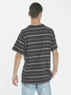 Thrills Co. Tees & Tank Tops Minimal Thrills Stripe Merch Fit Pocket Tee - Postal Brown