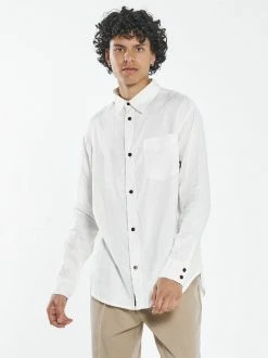 Thrills Co. New Arrivals Hemp Minimal Thrills Oversized Long Sleeve Shirt - Dirty White