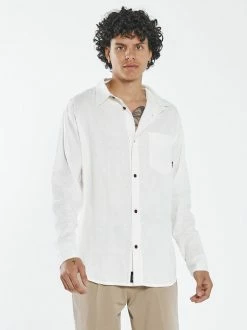 Thrills Co. New Arrivals Hemp Minimal Thrills Oversized Long Sleeve Shirt - Dirty White
