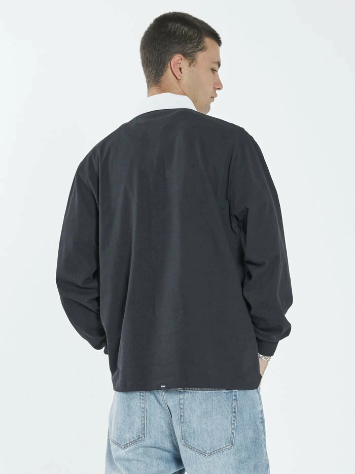 Thrills Co. Infinite Thrills Rugby Polo - Washed Black Tees & Tank Tops 4 Thrills Co. Infinite Thrills Rugby Polo - Washed Black Tees & Tank Tops