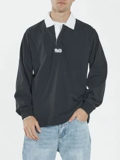 Thrills Co. Infinite Thrills Rugby Polo - Washed Black Tees & Tank Tops 9 Thrills Co. Infinite Thrills Rugby Polo - Washed Black Tees & Tank Tops