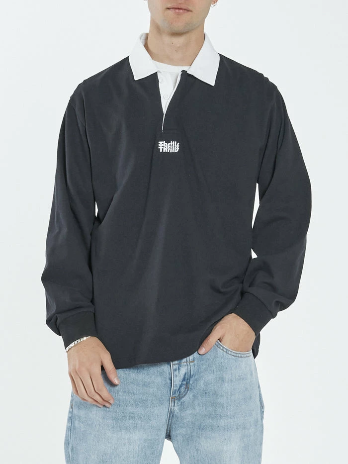 Thrills Co. Infinite Thrills Rugby Polo - Washed Black Tees & Tank Tops 5 Thrills Co. Infinite Thrills Rugby Polo - Washed Black Tees & Tank Tops