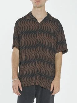 Thrills Co. Paradise On Repeat Bowling Shirt - Washed Cocoa