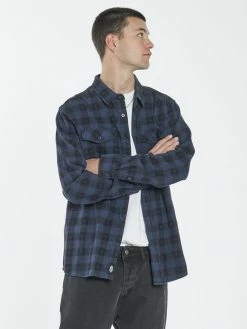 Thrills Co. Shirts Liste Long Sleeve Flannel Shirt - Navy