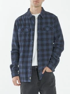 Thrills Co. Shirts Liste Long Sleeve Flannel Shirt - Navy
