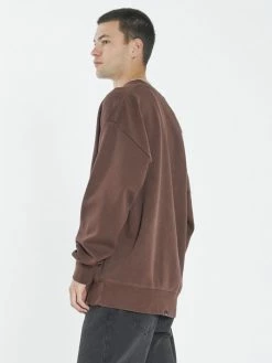 Thrills Co. Liste Embro Crew Neck Fleece - Washed Cocoa