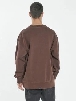 Thrills Co. Liste Embro Crew Neck Fleece - Washed Cocoa