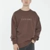 Thrills Co. Liste Embro Crew Neck Fleece - Washed Cocoa 2 Thrills Co. Liste Embro Crew Neck Fleece - Washed Cocoa