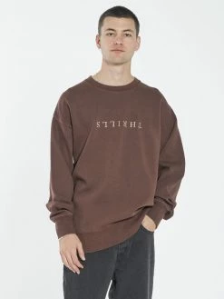 Thrills Co. Liste Embro Crew Neck Fleece - Washed Cocoa