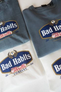 Thrills Co. Bad Habits Die Hard Merch Fit Tee - Dirty White 1% For The Planet 13 Thrills Co. Bad Habits Die Hard Merch Fit Tee - Dirty White 1% For The Planet