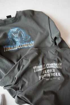 Thrills Co. Chrome Cobra Slouch Crew - Merch Black Sweaters & Fleece