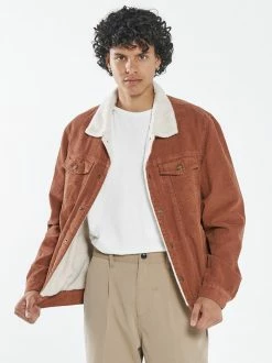 Thrills Co. New Arrivals Sherpa Wanderer Cord Denim Jacket - Coffee