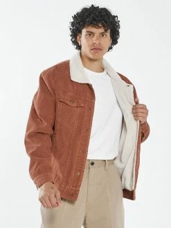 Thrills Co. New Arrivals Sherpa Wanderer Cord Denim Jacket - Coffee