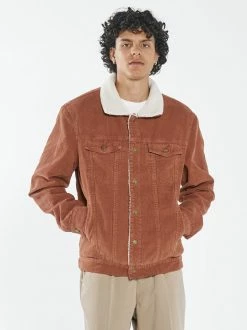 Thrills Co. New Arrivals Sherpa Wanderer Cord Denim Jacket - Coffee