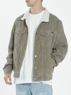 Thrills Co. Sherpa Wanderer Corduroy Denim Jacket - Pewter Jackets