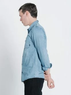 Thrills Co. Shirts Pocket Canyon Long Sleeve Shirt - Trucker Blue