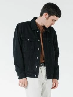 Thrills Co. Oversized Wanderer Denim Jacket - Black Rinse Jackets