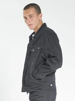 Thrills Co. Oversized Wanderer Denim Jacket - Black Rinse Lined Jackets