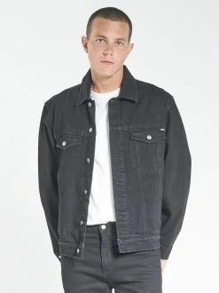 Thrills Co. Oversized Wanderer Denim Jacket - Black Rinse Lined Jackets