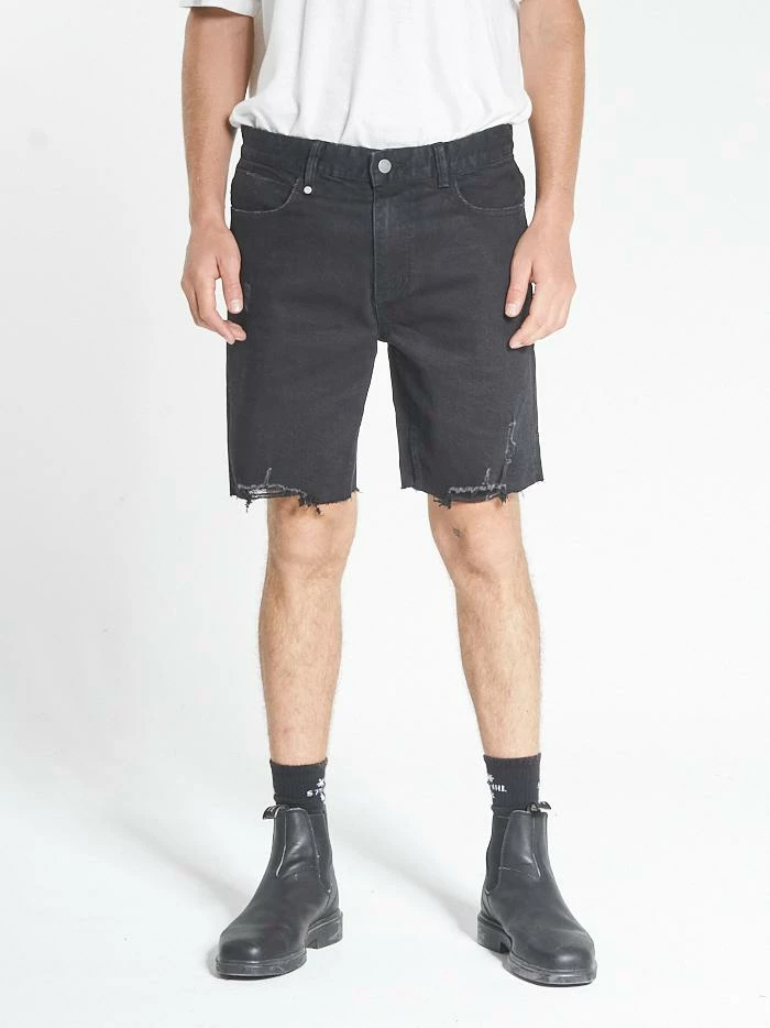 Thrills Co. Destroyed Bones Denim Short - Black Rinse Shorts 3 Thrills Co. Destroyed Bones Denim Short - Black Rinse Shorts