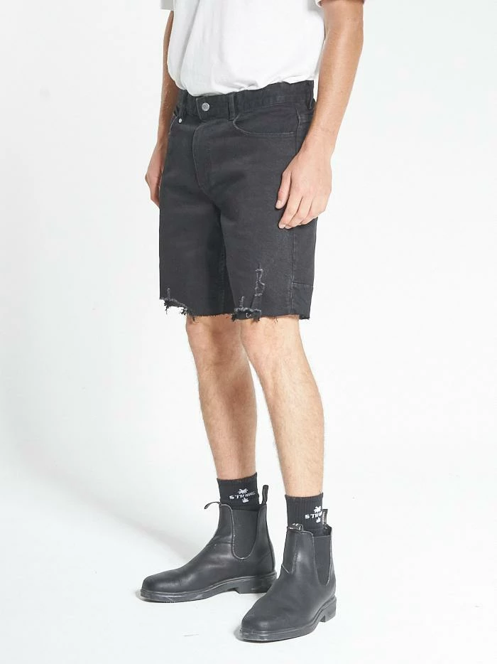Thrills Co. Destroyed Bones Denim Short - Black Rinse Shorts 5 Thrills Co. Destroyed Bones Denim Short - Black Rinse Shorts