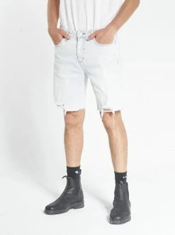 Thrills Co. Shorts Destroyed Bones Denim Short - Light Blue Fade