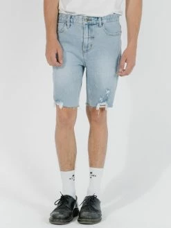 Thrills Co. Shorts Destroyed Bones Denim Short - Time Worn Blue