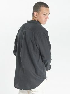 Thrills Co. Minimal Thrills Oversized Long Sleeve Shirt - Black Shirts