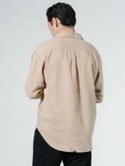 Thrills Co. Shirts Minimal Thrills Oversized Long Sleeve Shirt - Washed Tan