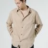 Thrills Co. Shirts Minimal Thrills Oversized Long Sleeve Shirt - Washed Tan