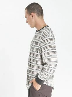 Thrills Co. Tees & Tank Tops Indie Stripe Merch Fit Pocket Long Sleeve Tee - Heritage White
