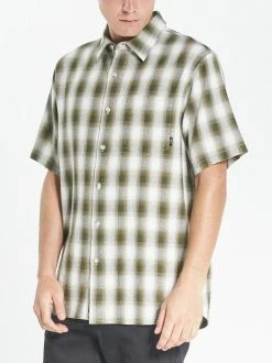 Thrills Co. Angel Check Short Sleeve Shirt - Dark Olive