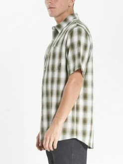 Thrills Co. Angel Check Short Sleeve Shirt - Dark Olive